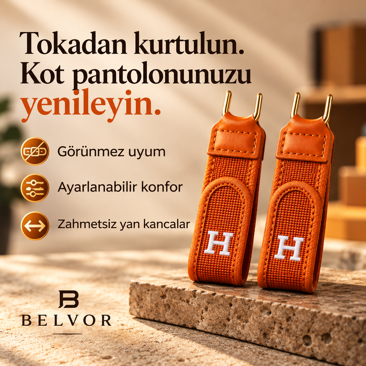 BELVOR Premium Tokasız Kemer