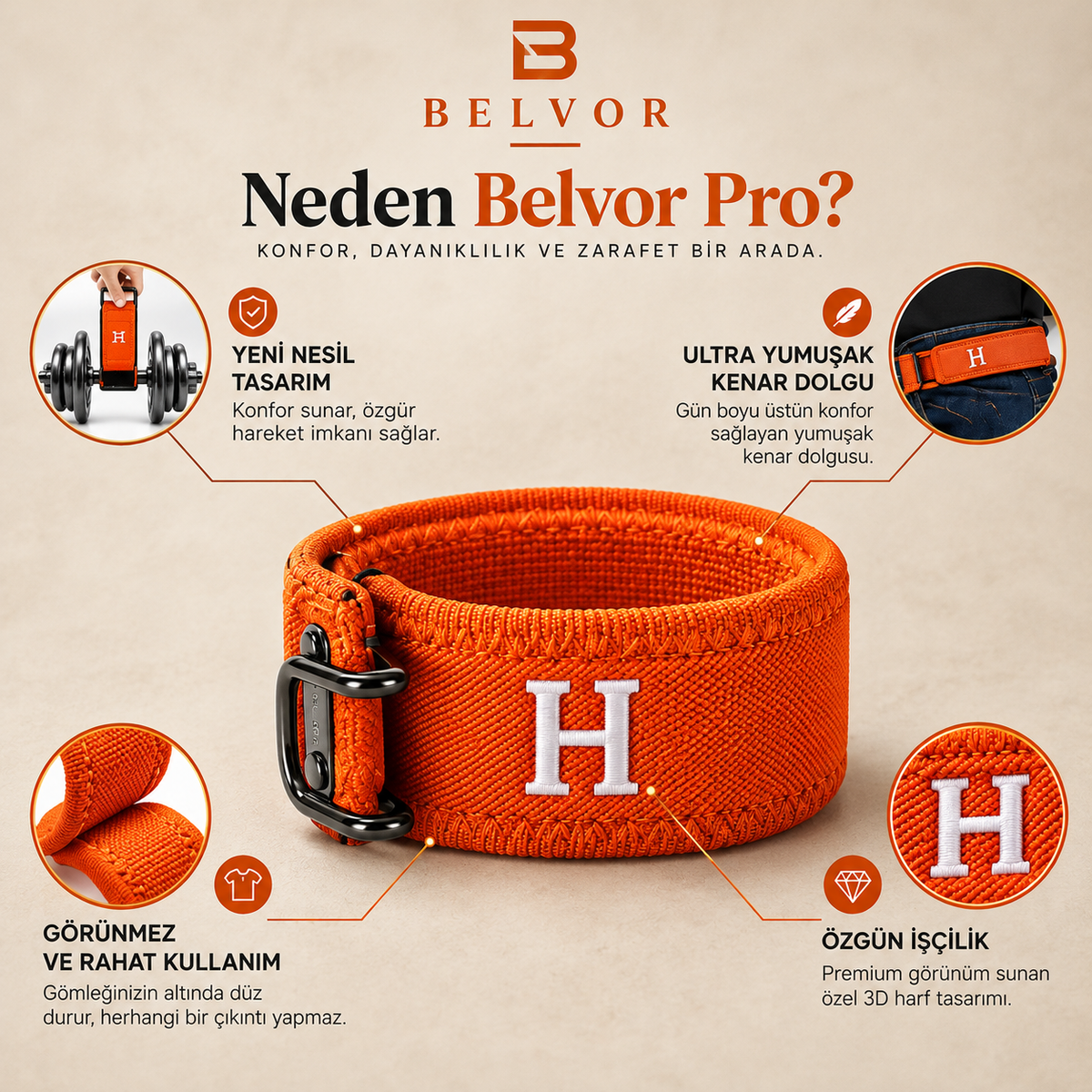 BELVOR Premium Tokasız Kemer